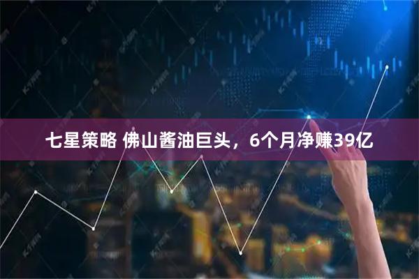七星策略 佛山酱油巨头，6个月净赚39亿